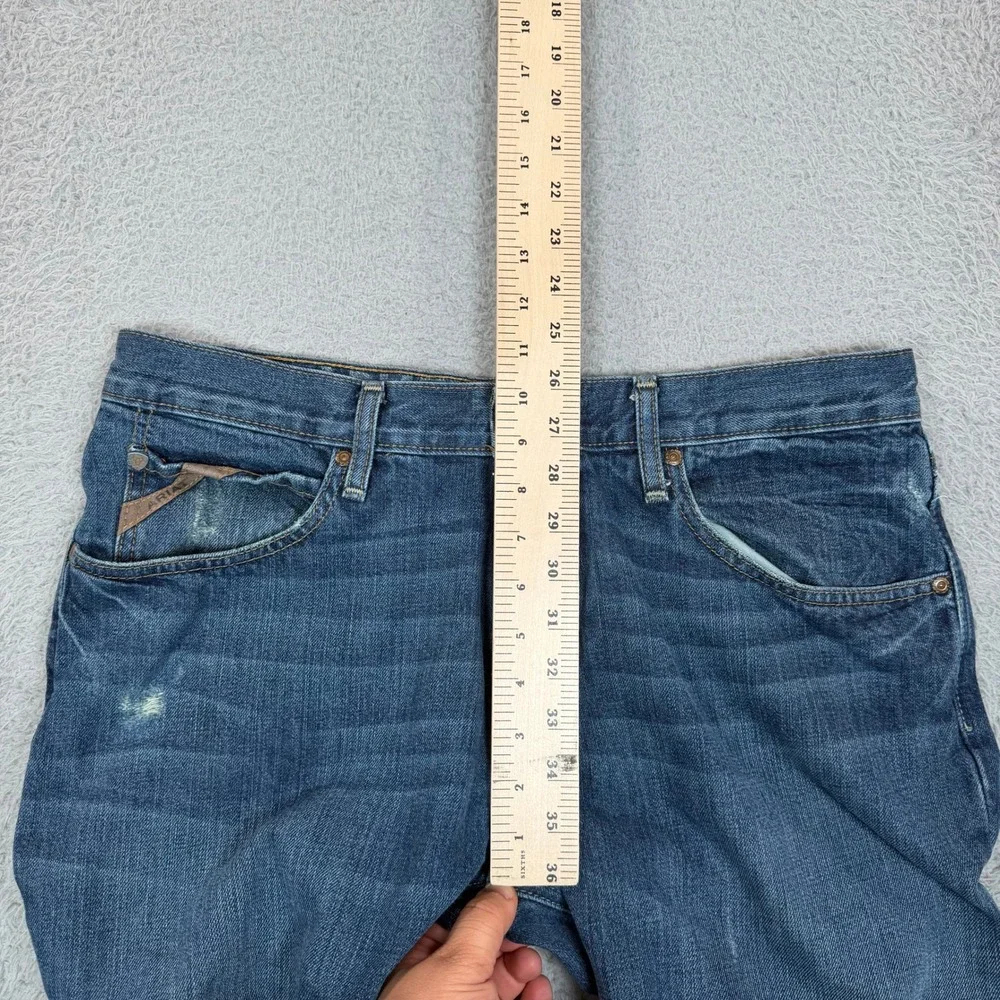 Ariat Mens Low Rise Bootcut Jeans 33x32 Medium Wash Distressed Denim Blue